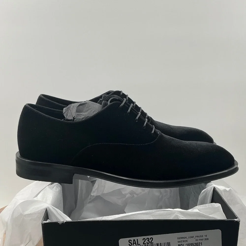 Hugo Boss Derrek Black Velvet Oxford Dress Shoes Mens 10 Made in Italy